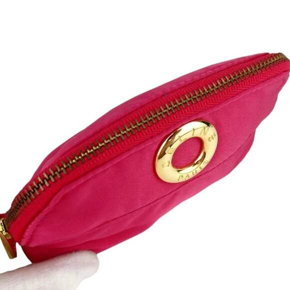 531157AK (C2) Celine Clutch Bag Circle Logo Pink Canvas - Picture 6 of 11